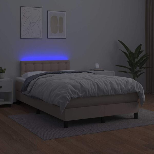 vidaXL Sommier &agrave; lattes de lit avec matelas LED cappuccino 120x190 cm