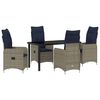 vidaXL Ensemble table et chaises avec coussin 5 pcs Gris Rotin PE