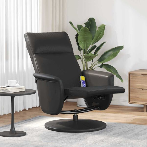 vidaXL Fauteuil inclinable de massage repose-pieds noir similicuir