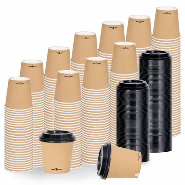 vidaXL Tasses &agrave; caf&eacute; en papier avec couvercles 120 ml 1000 pcs Marron