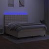 vidaXL Sommier &agrave; lattes de lit et matelas et LED Cr&egrave;me 180x200cm Tissu
