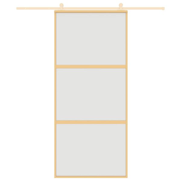 vidaXL Porte coulissante dor&eacute; 90x205 cm verre ESG d&eacute;poli et aluminium