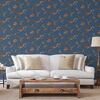 DUTCH WALLCOVERINGS Papier peint Flower Bleu fonc&eacute; et bronze