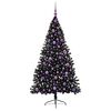 vidaXL Sapin de No&euml;l artificiel pr&eacute;-&eacute;clair&eacute; Noir 180 cm PVC