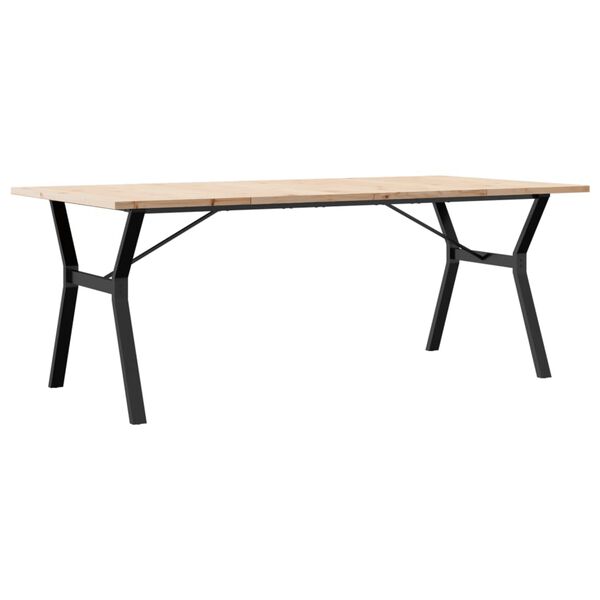 vidaXL Table &agrave; manger cadre en Y 200x100x75,5 cm bois pin massif acier