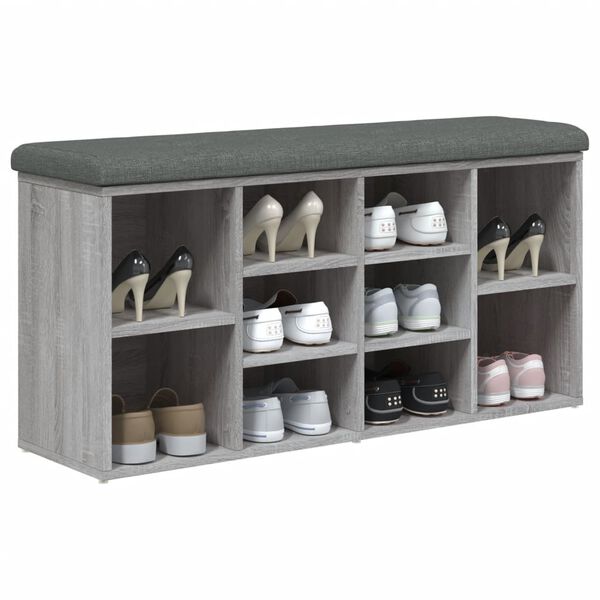 vidaXL Banc à chaussures sonoma gris 102x32x50 cm bois d'ingénierie