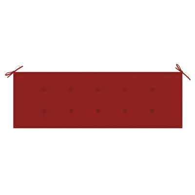 vidaXL Banc de jardin avec coussin rouge 150 cm Bois de teck massif