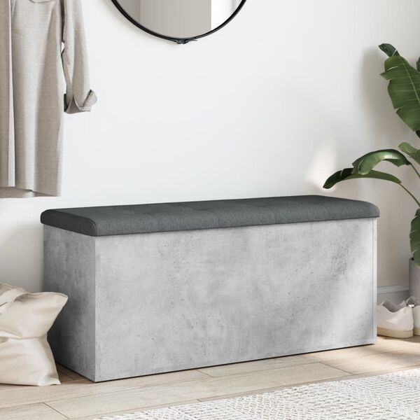 vidaXL Banc de rangement gris b&eacute;ton 102x42x45 cm bois d'ing&eacute;nierie