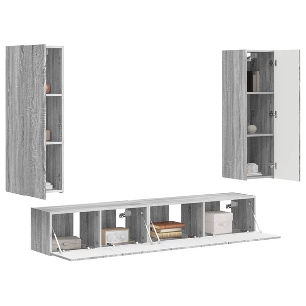 vidaXL Ensemble meuble TV 3 pcs Gris Sonoma Bois d'ing&eacute;nierie