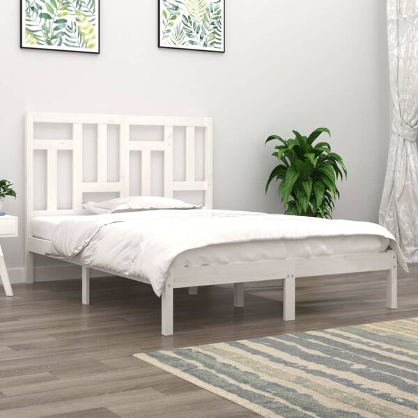 vidaXL Cadre de lit sans matelas blanc 120x190 cm bois massif