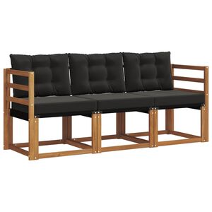 vidaXL Ensemble de canap&eacute;s d'ext&eacute;rieur 3 pcs Naturel et Noir