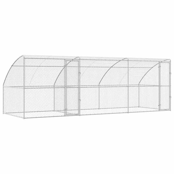 vidaXL Kennel pour Chiens 3 pcs Argent&eacute; 6 x 2 x 2 m Acier galvanis&eacute;