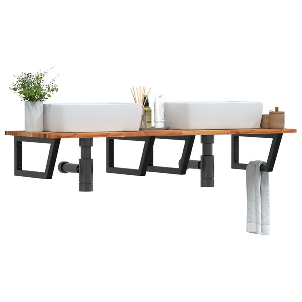 vidaXL &Eacute;tag&egrave;re de vasque murale acier et bois massif d'acacia