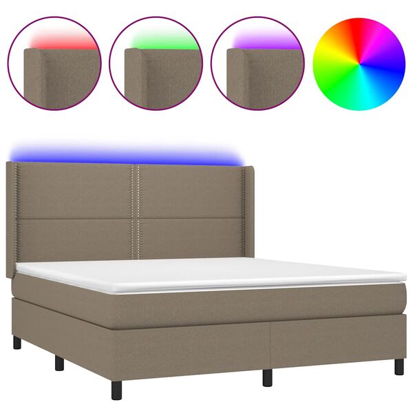 vidaXL Sommier &agrave; lattes de lit matelas LED Taupe 180x200 cm Tissu