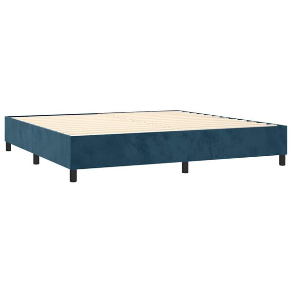 vidaXL Sommier &agrave; lattes de lit et matelas Bleu fonc&eacute; 200x200cm Velours