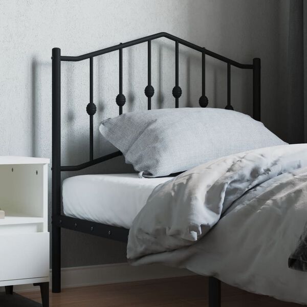 vidaXL T&ecirc;te de lit de remplacement m&eacute;tal noir 90 cm