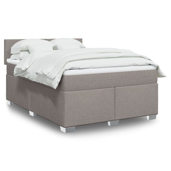 vidaXL Sommier &agrave; lattes de lit avec matelas Taupe 160x200 cm Tissu