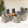 vidaXL Ensemble &agrave; manger de jardin et coussins 7 pcs gris rotin