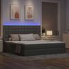 vidaXL Lit avec rangement et LED Gris clair 200 x 200 cm Polyester