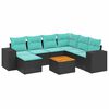 vidaXL Ensemble de canap&eacute; de jardin 8 pcs avec coussins noir r&eacute;sine tress&eacute;e