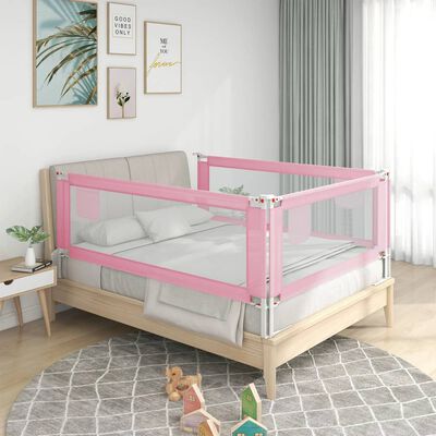 vidaXL Barrière de sécurité de lit d'enfant Rose 200x25 cm Tissu