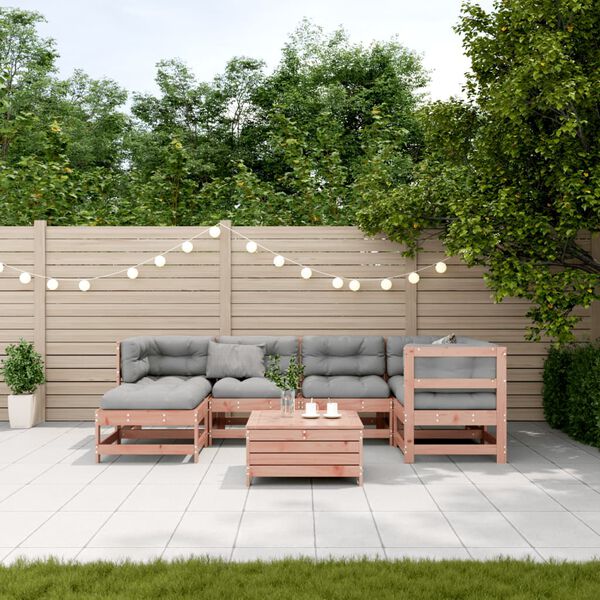 vidaXL Salon de jardin 7 pcs avec coussins bois massif douglas