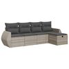 vidaXL Salon de jardin 5 pcs avec coussins gris clair r&eacute;sine tress&eacute;e