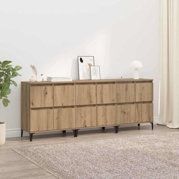 vidaXL Buffets 3 pcs Ch&ecirc;ne artisanal 60 x 35 x 70 cm Bois d'ing&eacute;nierie
