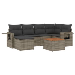 vidaXL Salon de jardin avec coussins 7 pcs gris r&eacute;sine tress&eacute;e