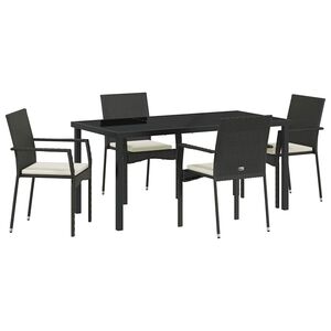 vidaXL Ensemble de salle &agrave; manger pour jardin 5 pcs Noir polyrotin