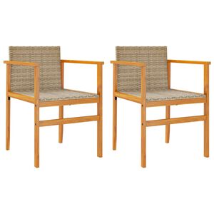 vidaXL Chaises de jardin coussins lot de 2 beige r&eacute;sine tress&eacute;e bois