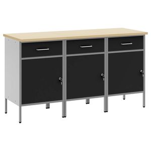 vidaXL Placard de travail 3 pi&egrave;ces Noir et gris 150 x 55 x 85 cm