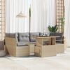 vidaXL Ensemble de canap&eacute; de jardin 7 pcs Beige Poly rotin