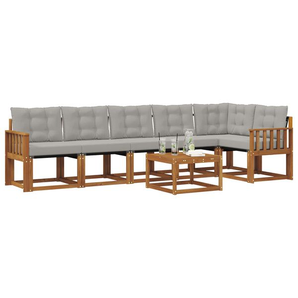 vidaXL Ensemble de canap&eacute;s d'ext&eacute;rieur 7 pcs Gris Naturel et Clair