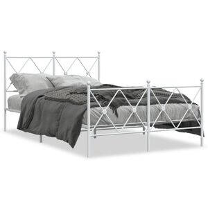 vidaXL Cadre de lit m&eacute;tal sans matelas et pied de lit blanc 120x190 cm