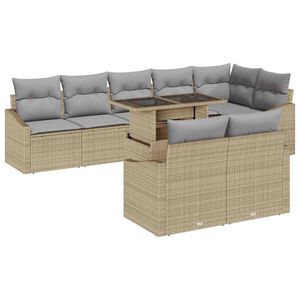 vidaXL Ensemble de canap&eacute; de jardin 9 pcs Beige et Gris clair