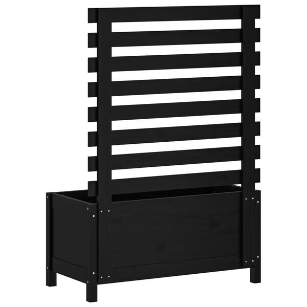 vidaXL Jardini&egrave;re avec support noir 79x39,5x114 cm bois de pin massif