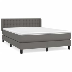 vidaXL Sommier &agrave; lattes de lit avec matelas Gris 140x190 cm Similicuir