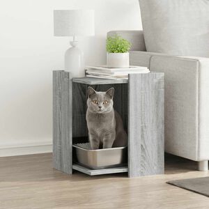 vidaXL Meuble de bac &agrave; liti&egrave;re pour chat sonoma gris bois d'ing&eacute;nierie