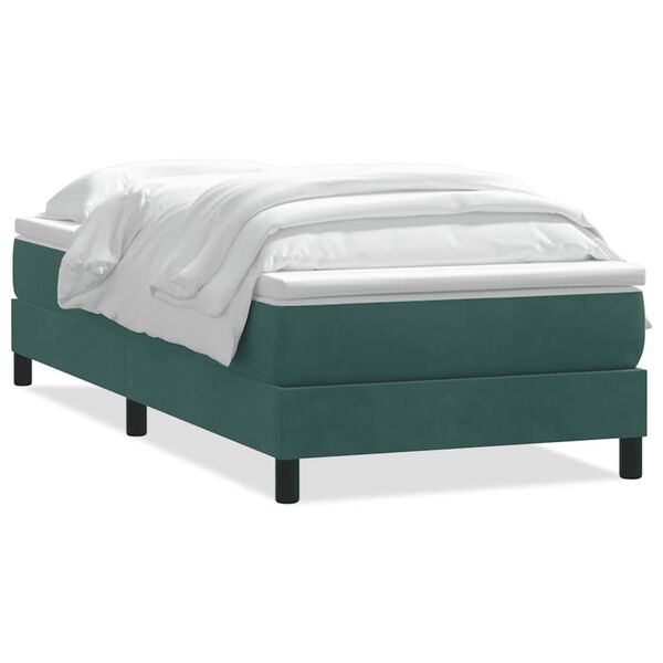 vidaXL Sommier &agrave; lattes de lit et matelas vert fonc&eacute; 80x210 cm velours