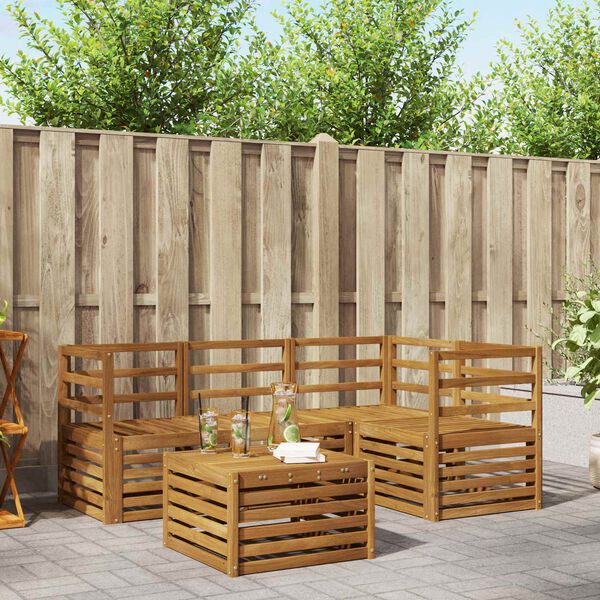 vidaXL Ensembles de canap&eacute;s 5 pcs Naturel Bois d'Acacia Massif