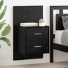 vidaXL Cabinet de chevet mural 2 pcs Ch&ecirc;ne noir 48,5 x 32,5 x 80 cm