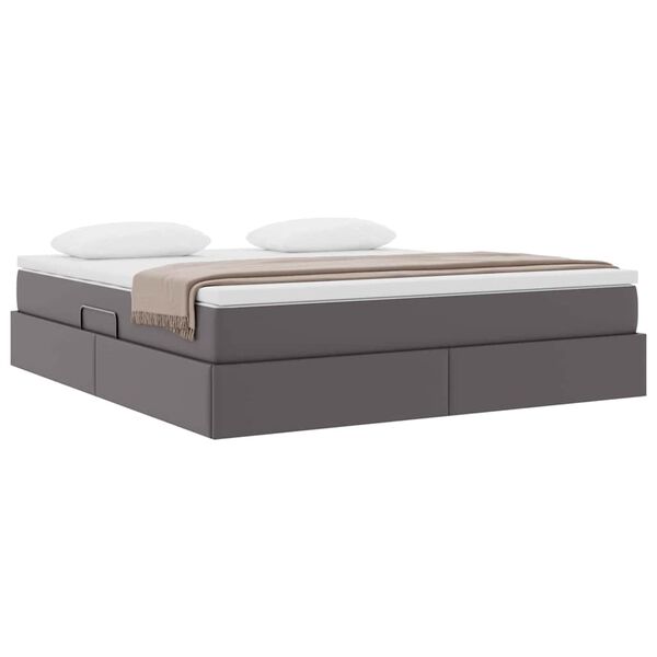 vidaXL Lit avec rangement et matelas Gris 180 x 200 cm Simili cuir