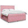 vidaXL Sommier à lattes de lit avec matelas Rose 200x200 cm Velours