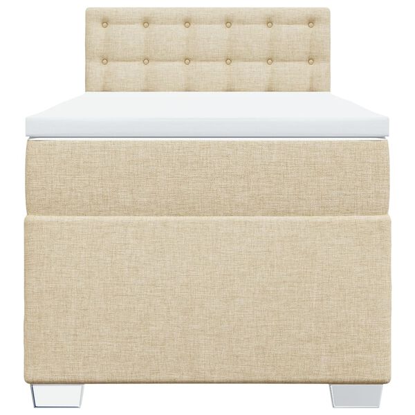 vidaXL Sommier &agrave; lattes de lit avec matelas Cr&egrave;me 100x200 cm Tissu