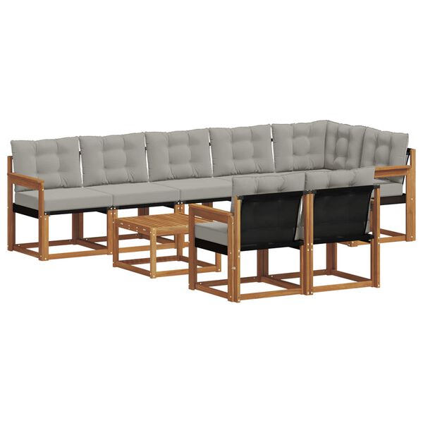 vidaXL Ensemble de canap&eacute;s d'ext&eacute;rieur 9 pcs Gris Naturel et Clair