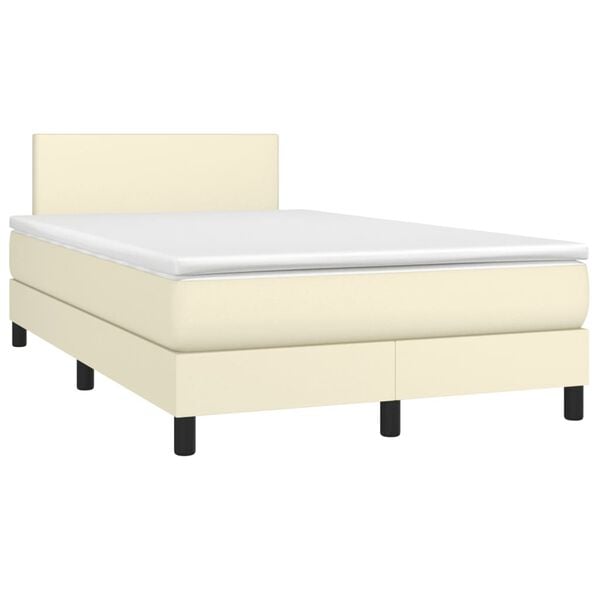 vidaXL Sommier &agrave; lattes de lit et matelas et LED Cr&egrave;me 120x200 cm
