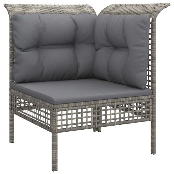 vidaXL Salon de jardin 9 pcs avec coussins Gris R&eacute;sine tress&eacute;e