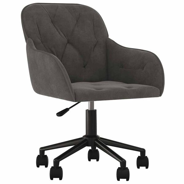 vidaXL Chaise pivotante de bureau Gris fonc&eacute; Velours