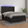 vidaXL Sommier à lattes de lit matelas LED Noir 140x200cm Similicuir